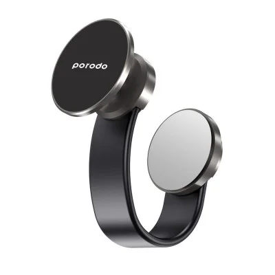 Porodo Magesafe N52 Magnetic Head And Suction Base Car Mount With Flexible Body - Black